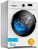 Midea Waschmaschine mit Frontlader, 8 kg, 1400 U/min und Digitalpanel, Waschmaschinen mit 14 Programmen, Waschmaschine, Installation, Dampffunktion und Eco-Modus