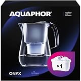 AQUAPHOR Wasserfilter Onyx Schwarz inkl. 1 MAXFOR+ Filter I 4,2L Wasserfilter in Glasoptik für I Karaffe I Reduziert Kalk & Chlor I Perfekt für die Familie I Premium Qualität I Stylischer Behälter