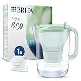 BRITA Wasserfilter-Kanne Style eco Grün (2,4l) inkl. 1 MAXTRA PRO All-in-1 Kartusche – Nachhaltiger Filter in modernem Design zur Reduzierung von Kalk, Chlor, Blei & Verunreinigungen