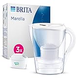 BRITA Wasserfilter Kanne Marella weiß (2,4l) inkl. 3x MAXTRA PRO All-in-1 Kartusche – Wasserfilter zur Reduzierung von Kalk, Chlor, Blei, Kupfer & geschmacksstörenden Stoffen im Wasser